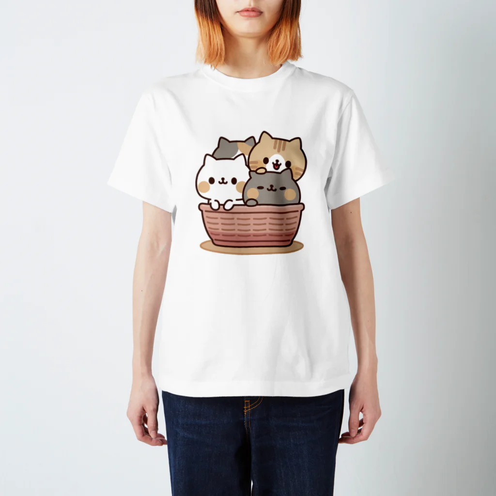 DECORのネコがいっぱい/カゴver. 티셔츠