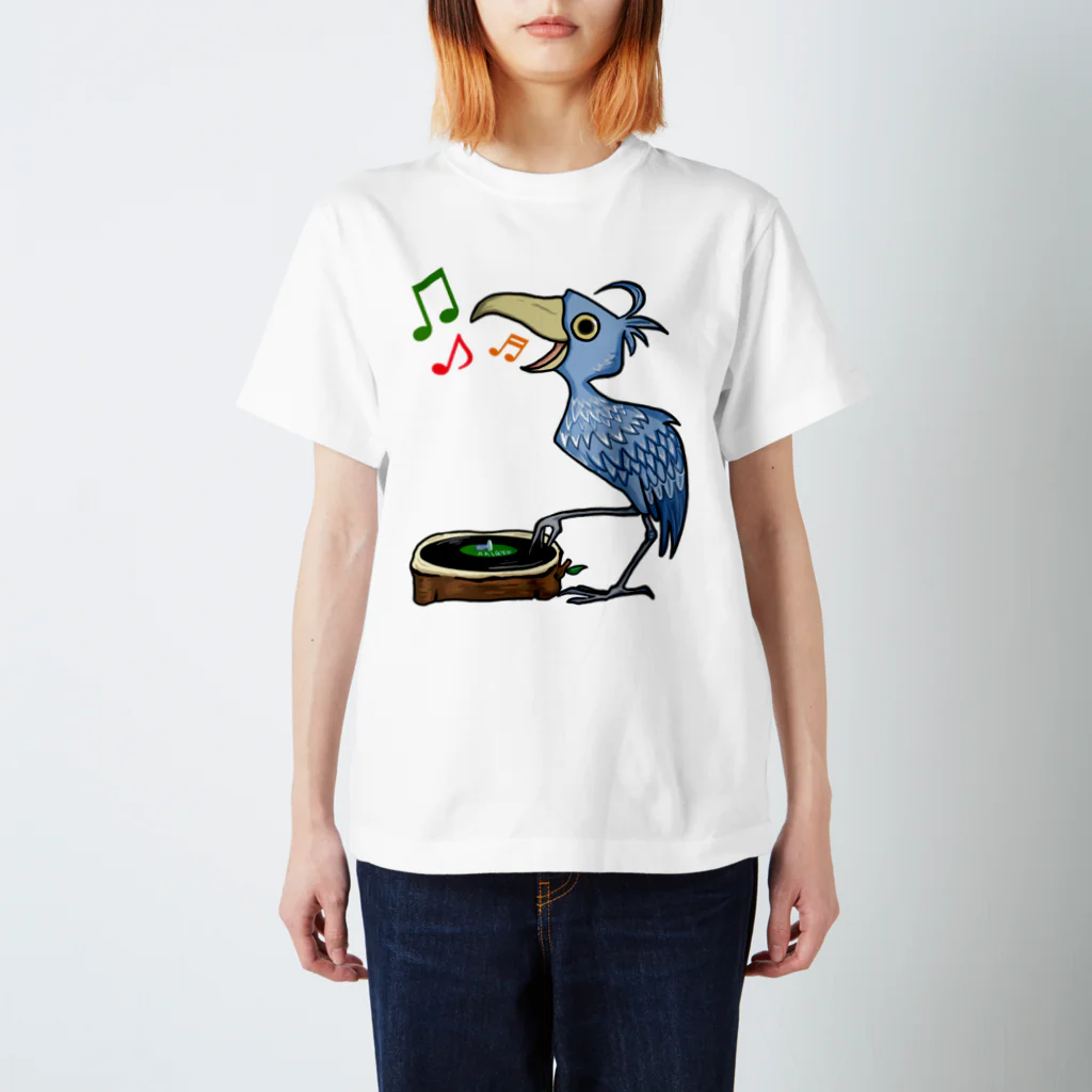 レコードの巣のハシビロコウ☆レコードプレイヤー スタンダードTシャツ