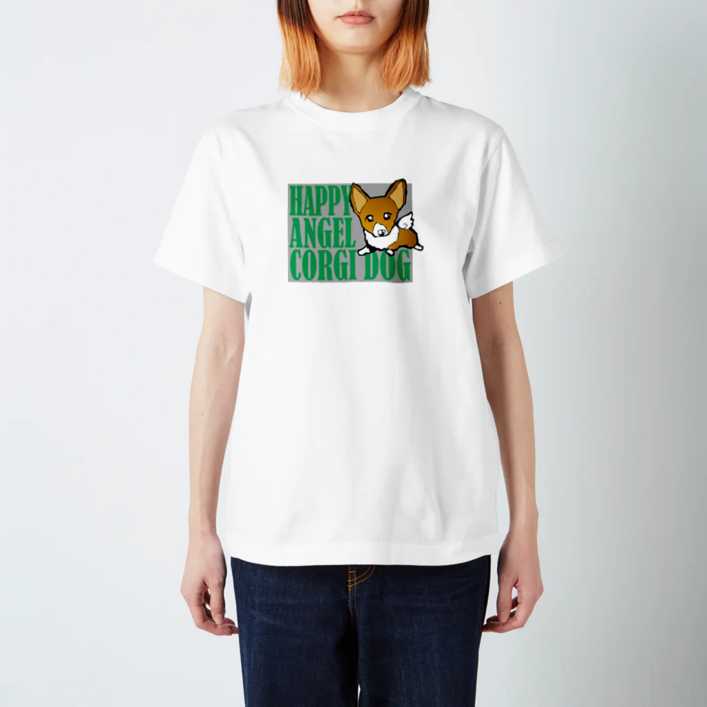 スタジオ　ねこのしっぽのハッピーエンゼルコーギードッグ スタンダードTシャツ