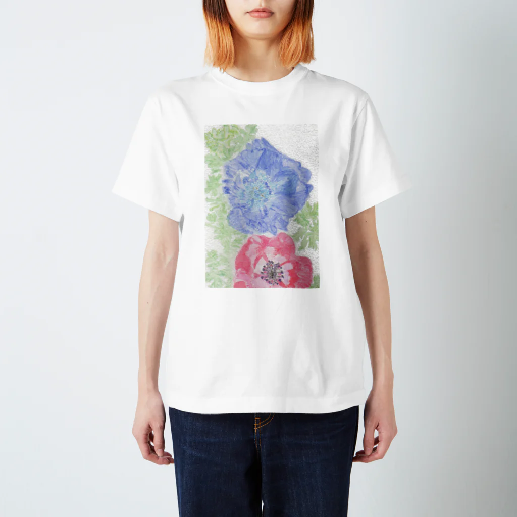 出虹の青赤花 スタンダードTシャツ