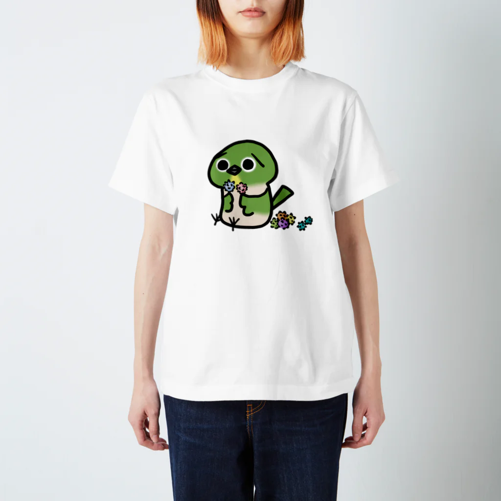 庭にくるコトリからのメジロちゃんとこんぺいとう スタンダードTシャツ