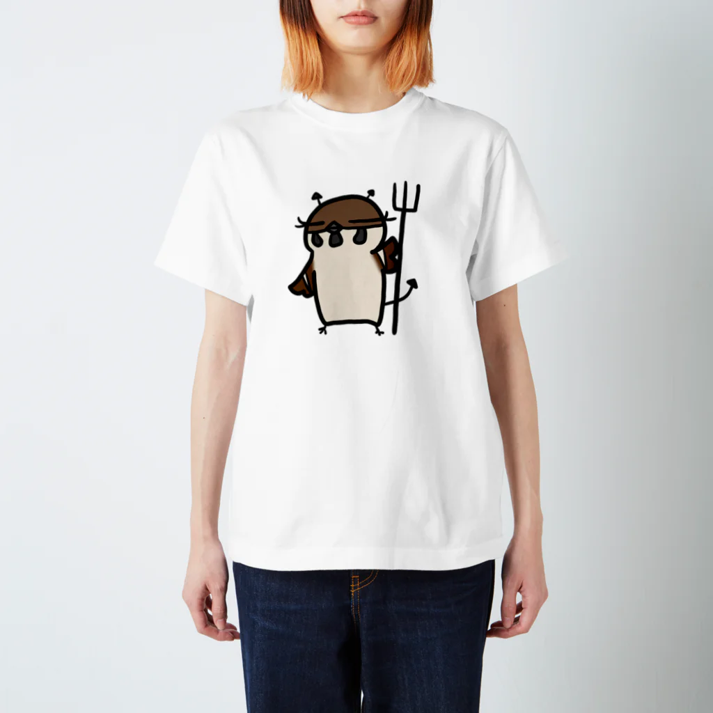 庭にくるコトリからのスズメデビルちゃん スタンダードTシャツ