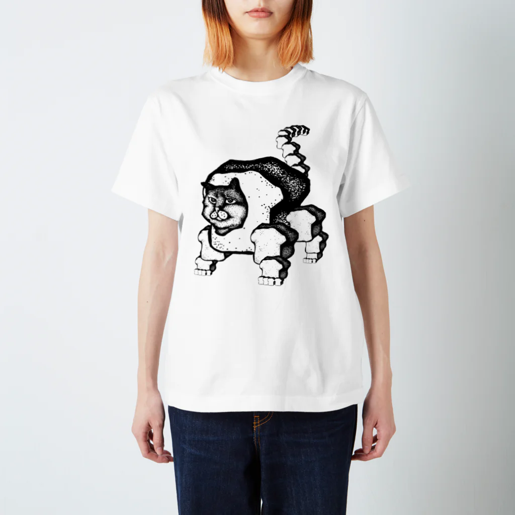 Shokupan Shopの歩く猫「食パンNEKO」（白黒ver.） Regular Fit T-Shirt