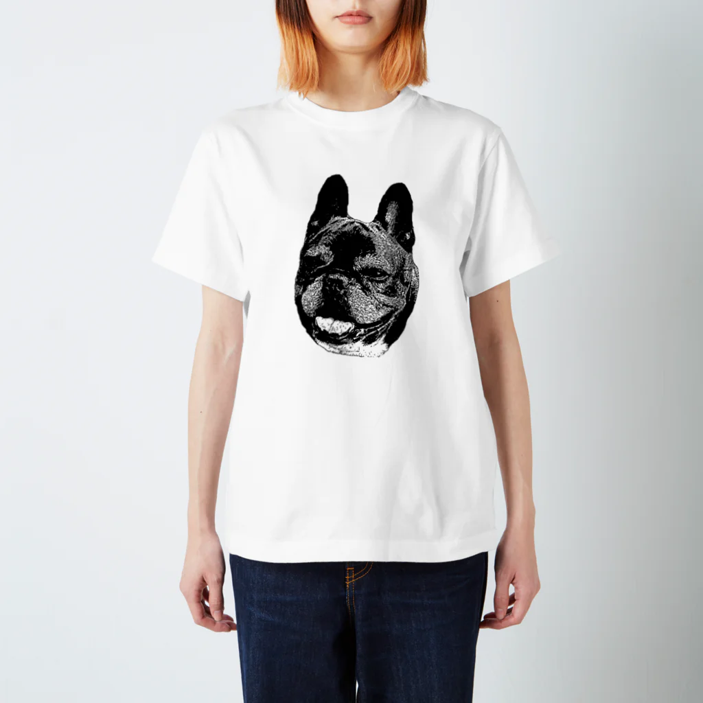 愛犬のドッグフード代を稼ぐTシャツ屋さんのにっこり犬マメ(モノトーン) Regular Fit T-Shirt