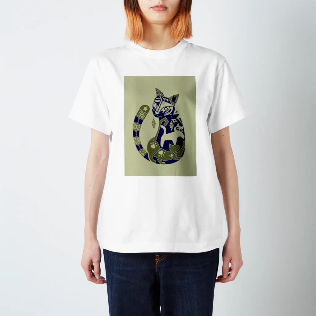 もよういぬ（グッズ販売）の１８　ねこ（反転色） スタンダードTシャツ