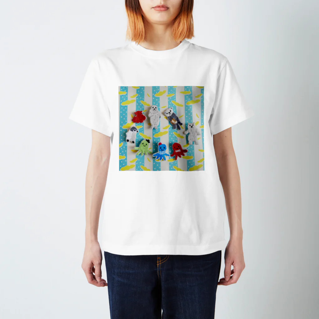 Panda factoryのうみのなかま　刺繍 Regular Fit T-Shirt