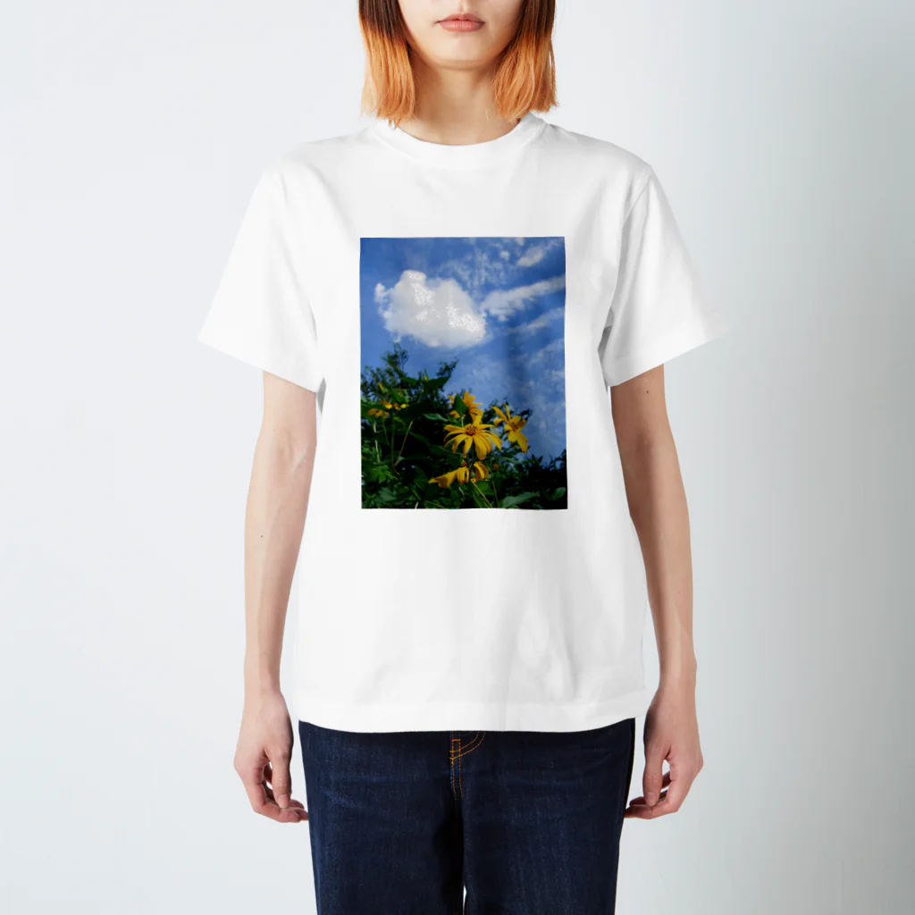 hiroki-naraの菊芋と空と雲　DATA_P_134　sky　cloud Regular Fit T-Shirt