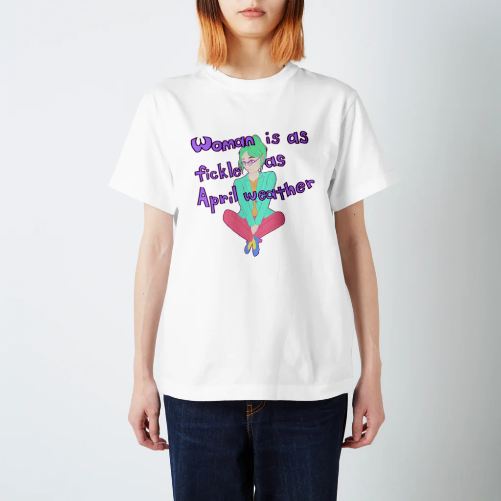 ヨシアキのWoman is as fickle as April weather. Regular Fit T-Shirt