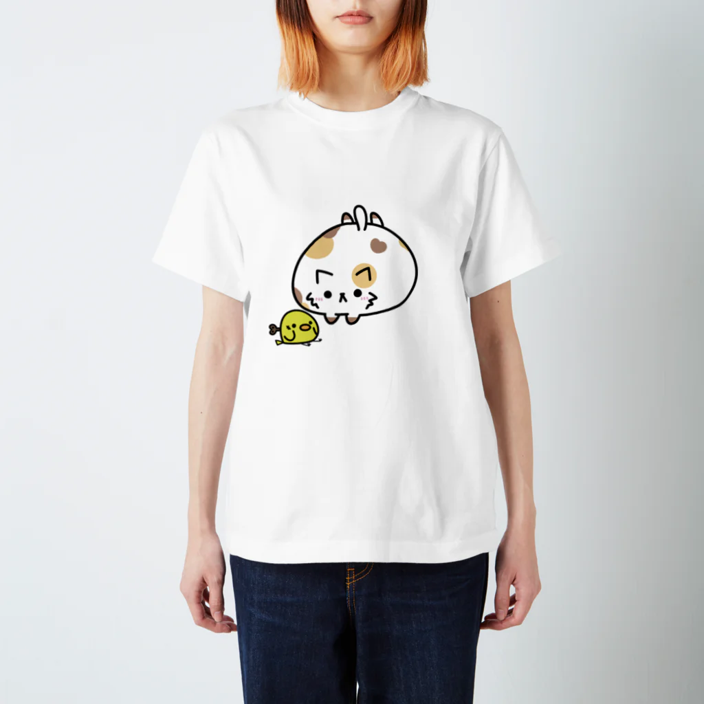 Short Catのたっぷんねことねじ巻鳥 スタンダードTシャツ