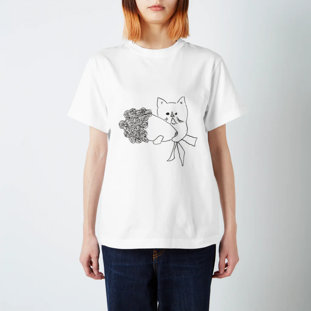 R503の花束をくれるネコ スタンダードTシャツ