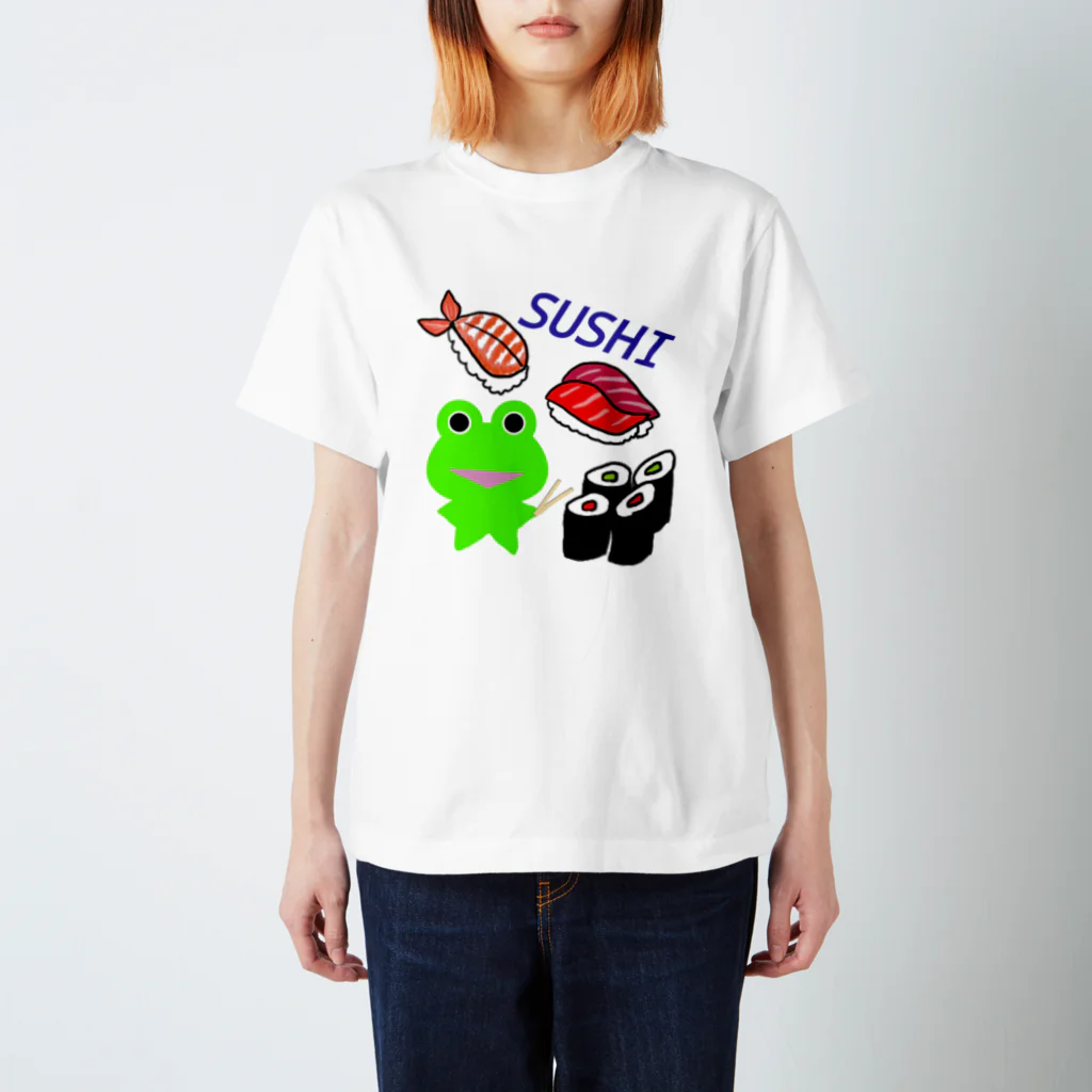 みらケロのお寿司を楽しむカエルくん スタンダードTシャツ