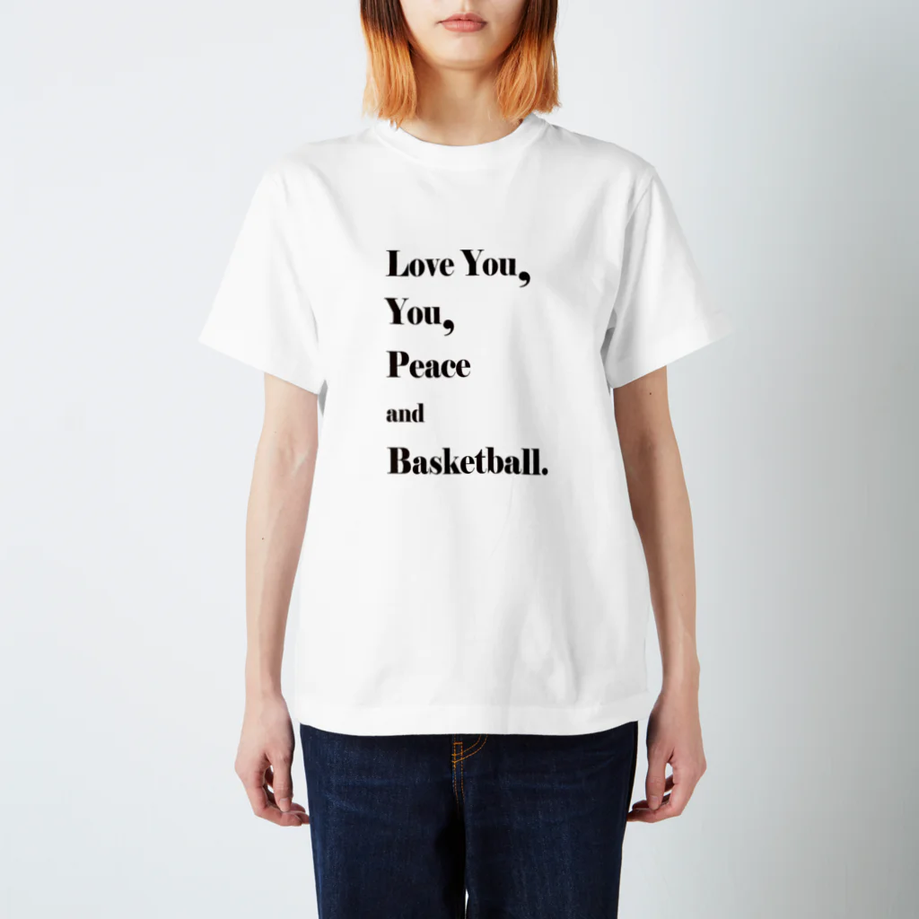 Happiness floating on the SOUPのLove you,you,peace and Basketball Regular Fit T-Shirt