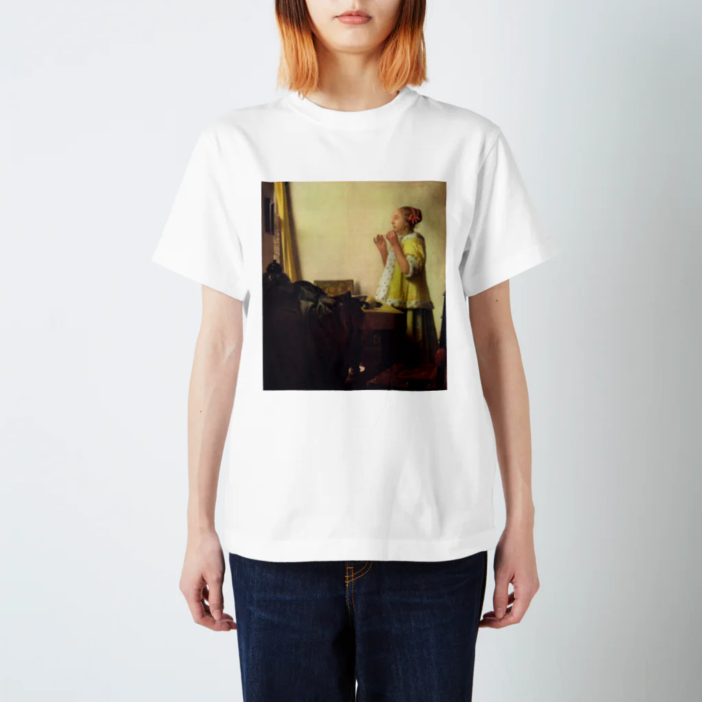 public domainの真珠のネックレスをもつ少女 / ヨハネス・フェルメール Regular Fit T-Shirt