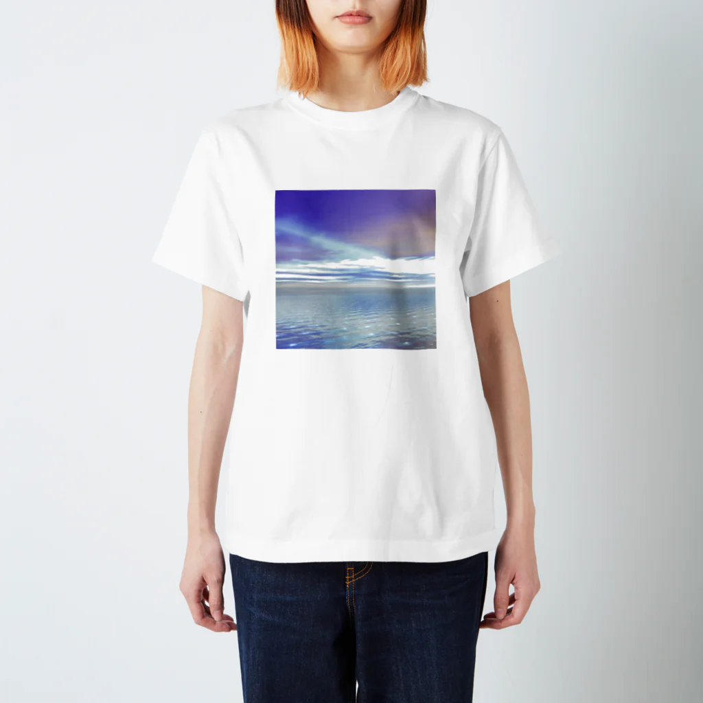 NANAPIAの夜明けの飛行機雲 Regular Fit T-Shirt