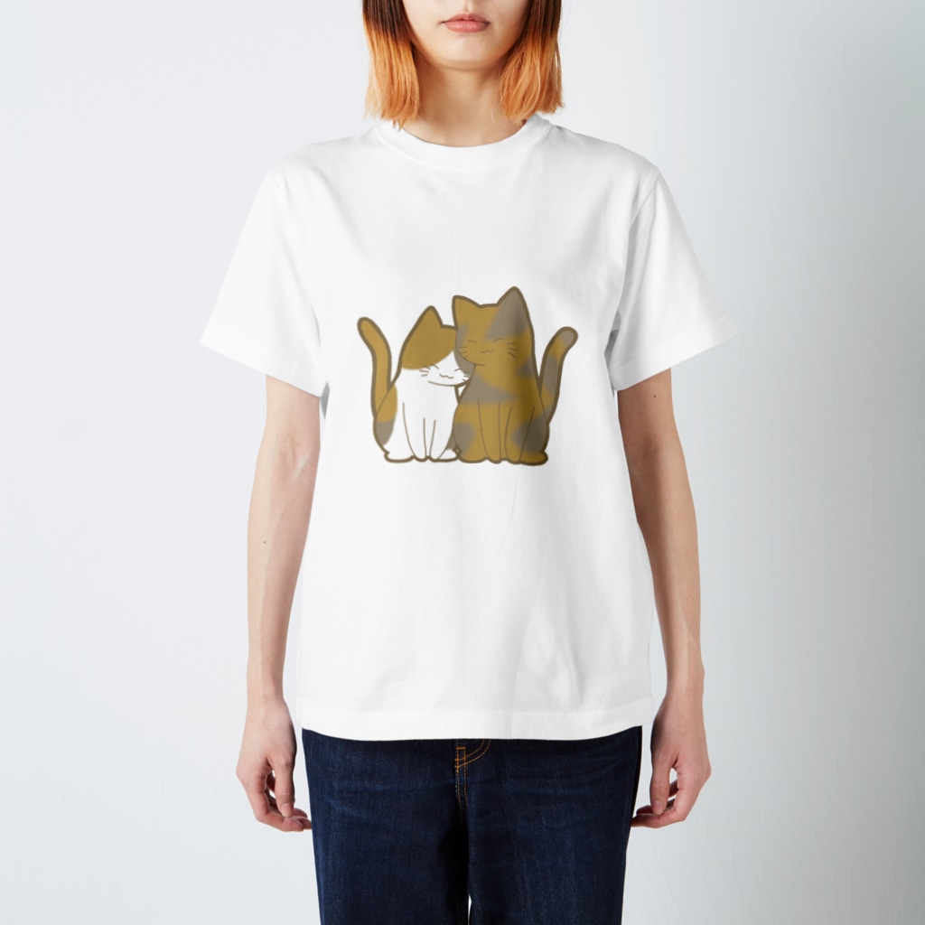 かわいいもののおみせ　いそぎんちゃくの表裏印刷　仲良し猫　三毛&サビ Regular Fit T-Shirt