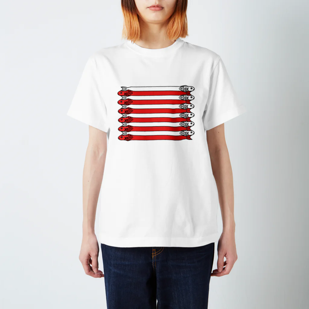 のや ショップのお魚ボーダー(赤) Regular Fit T-Shirt