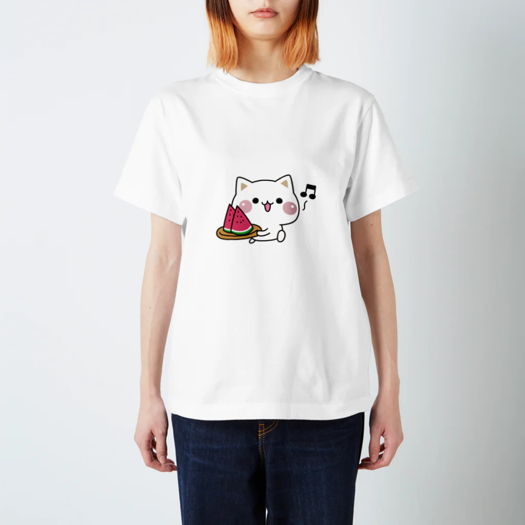 DECORの気づかいのできるネコ　スイカver. スタンダードTシャツ