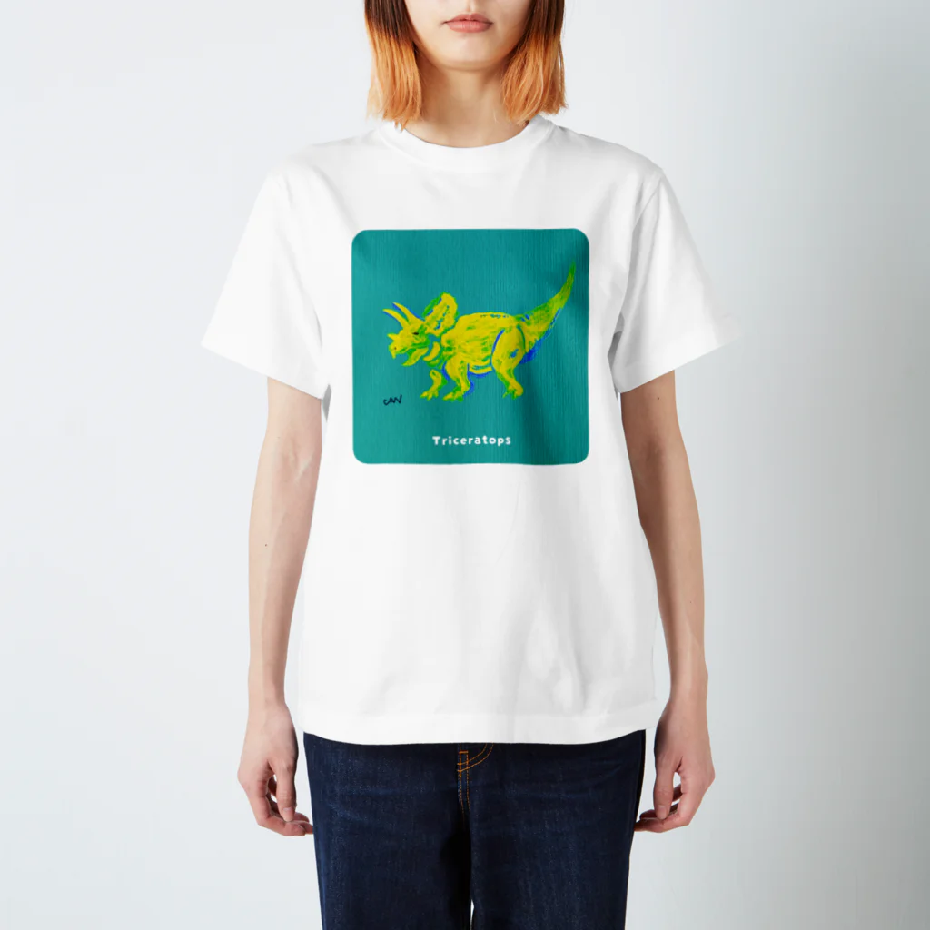 ちょっとマニアックな恐竜アートグッズ博物館のおしゃれなトリケラトプス スタンダードTシャツ