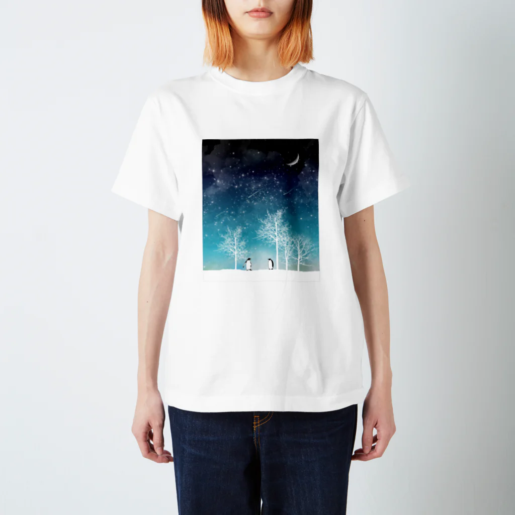 LALA CloveR.の冬の星空・ペンギン スタンダードTシャツ