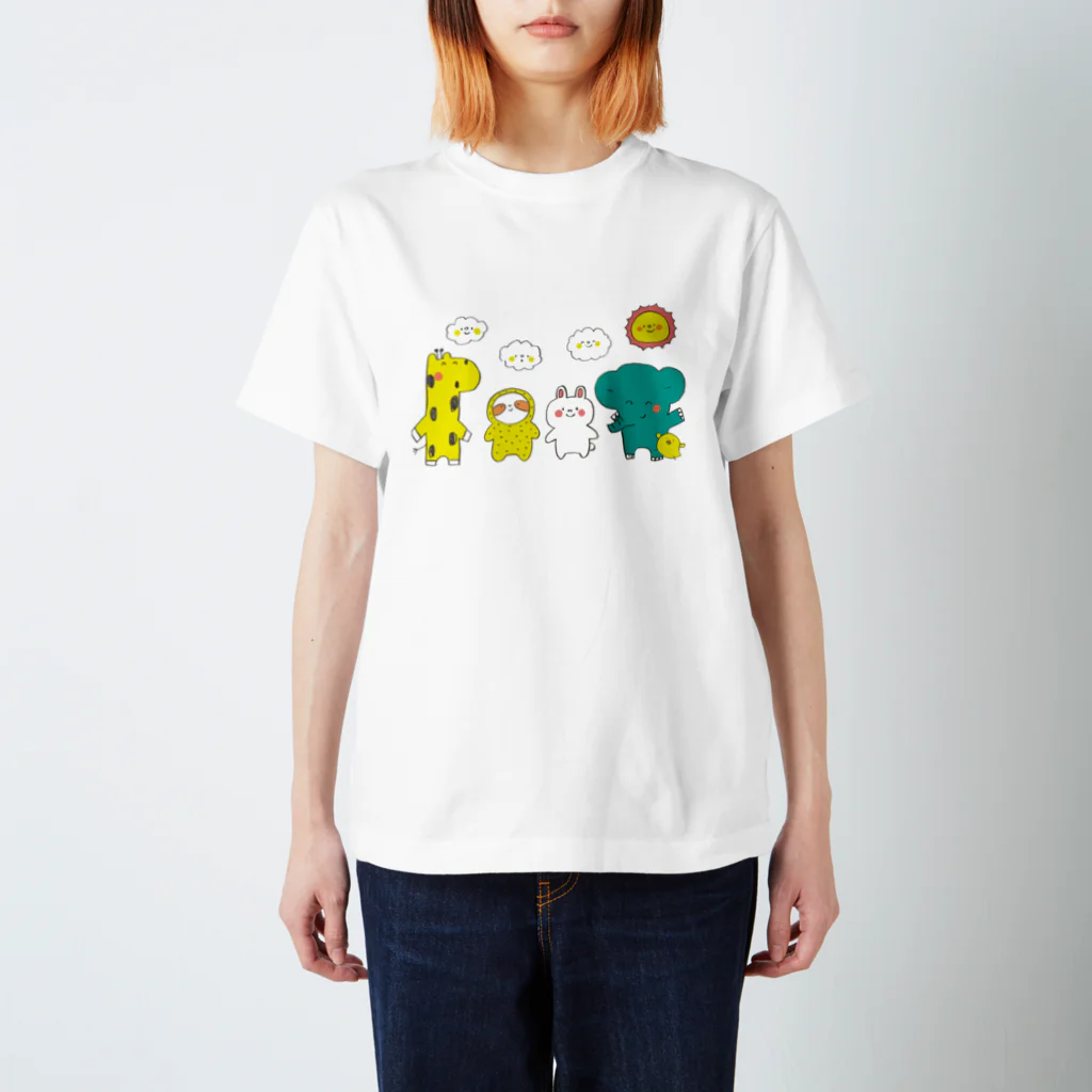 ゴキゲンサンショップのなまけものちゃんとおともだち スタンダードTシャツ