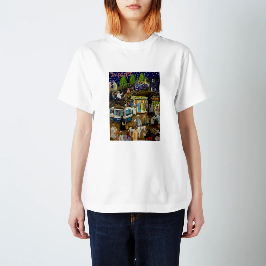 TAKAKO-HARADAの夜の街に集まるエジプシャンたち スタンダードTシャツ