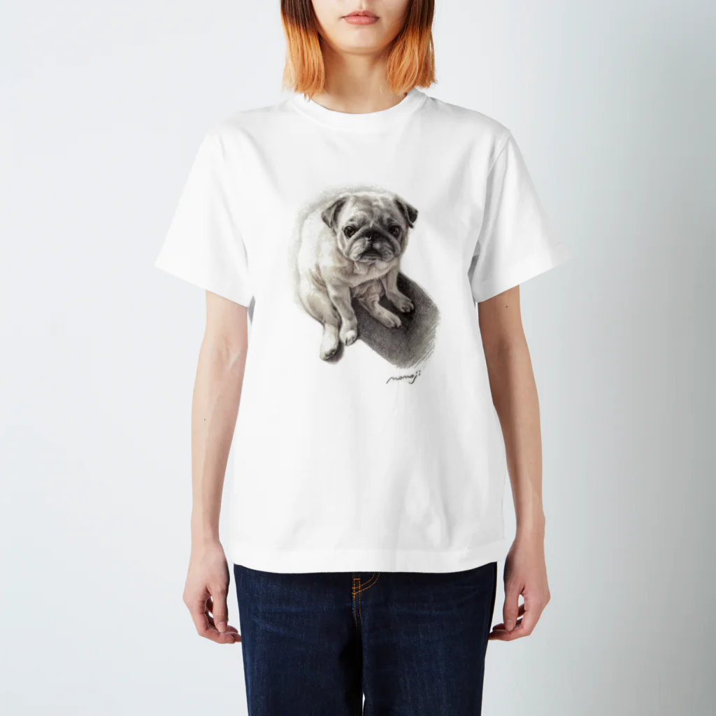 Momojiの犬画のパグ2 スタンダードTシャツ
