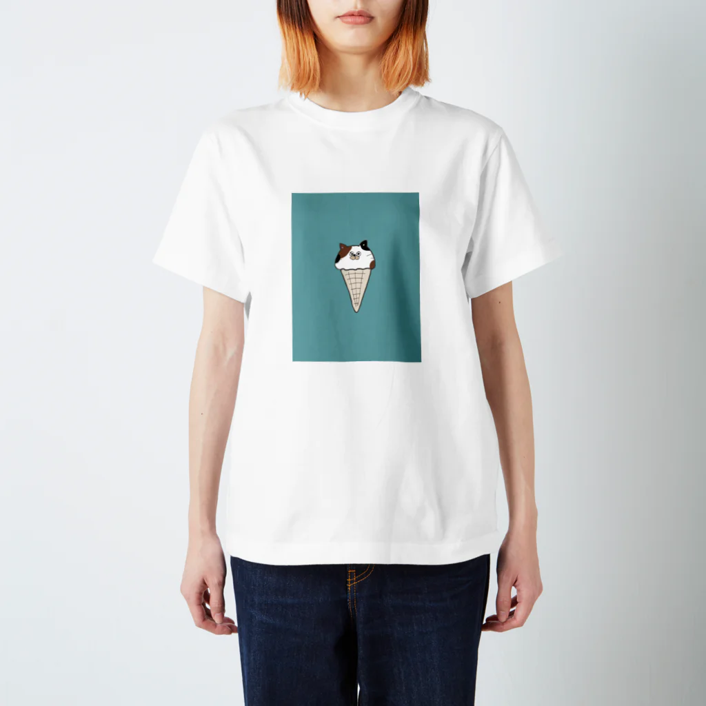 ねこのふとももの溶けねこ(ブルー) Regular Fit T-Shirt