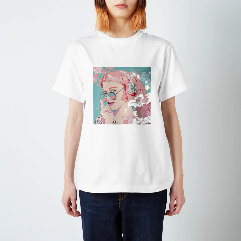 Kenny GoodsのSAKURAヘッドフォン スタンダードTシャツ