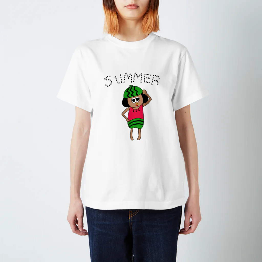 甘党ぴこぴこSHOPの日焼けスイカちゃん Regular Fit T-Shirt