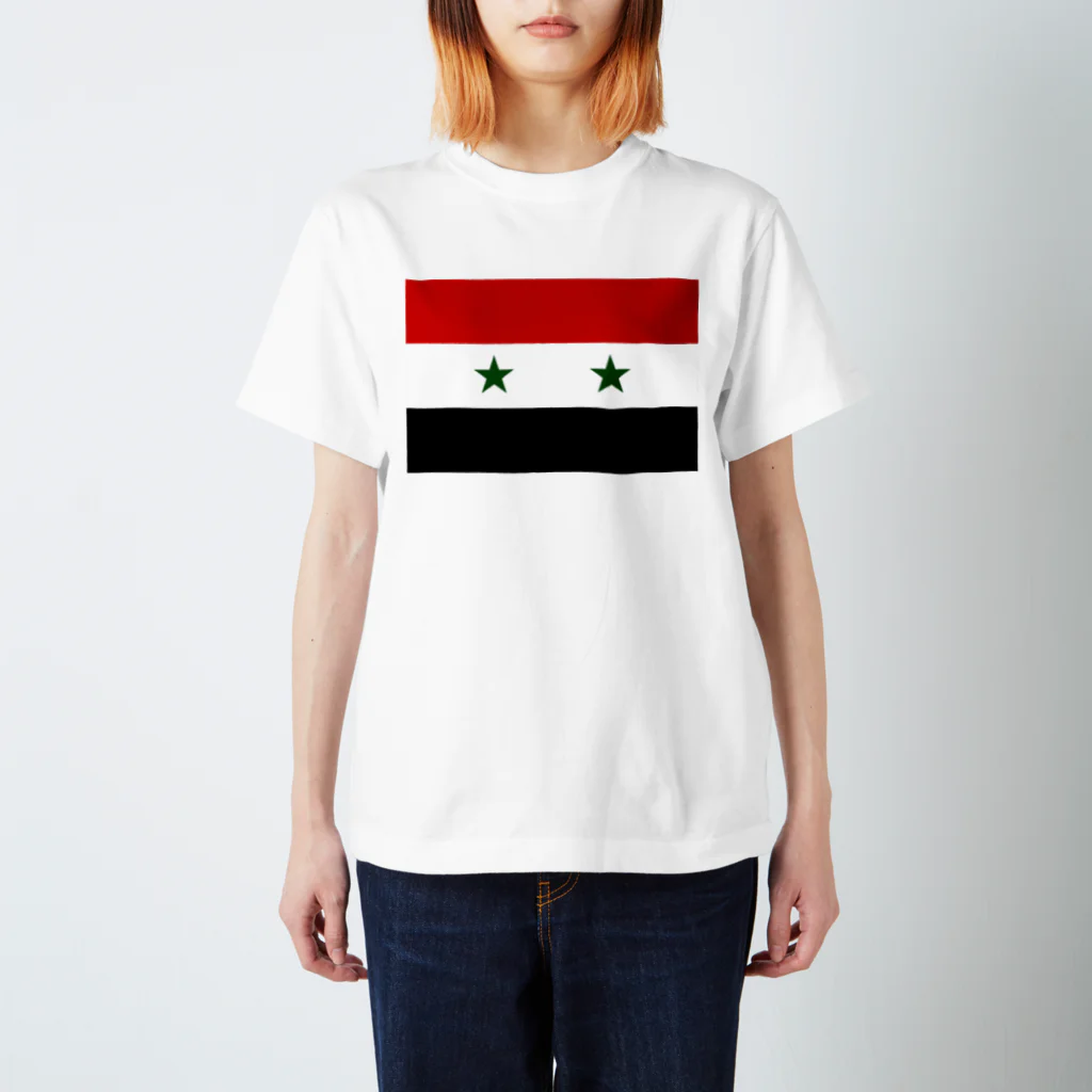 金融投資デザイン　カマラオンテ-ムラサキのSYRIA シリアの国旗 旗 flag スタンダードTシャツ