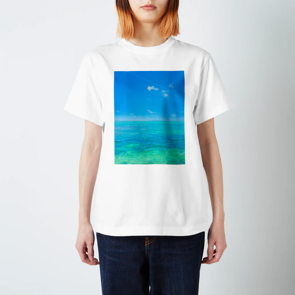 mizuphoto galleryの海と飛行機雲 スタンダードTシャツ