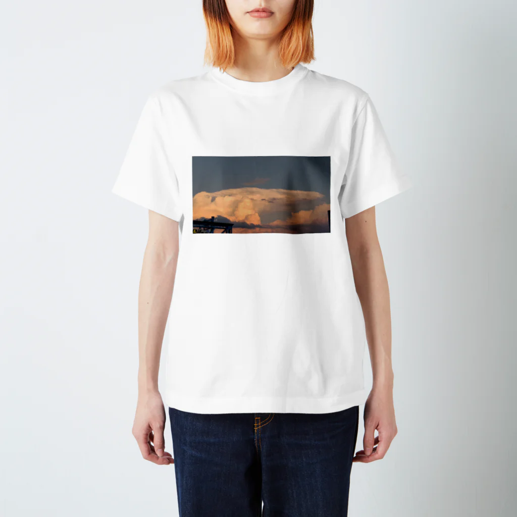 ももたんの夏の夕日に照らされた積乱雲(雷雲) Regular Fit T-Shirt