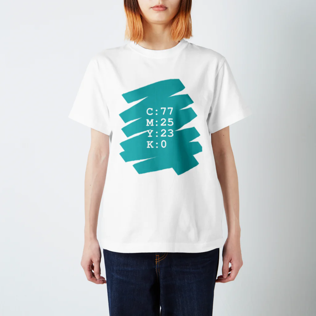 S-colorのカラー単色ターコイズブルーA1 スタンダードTシャツ