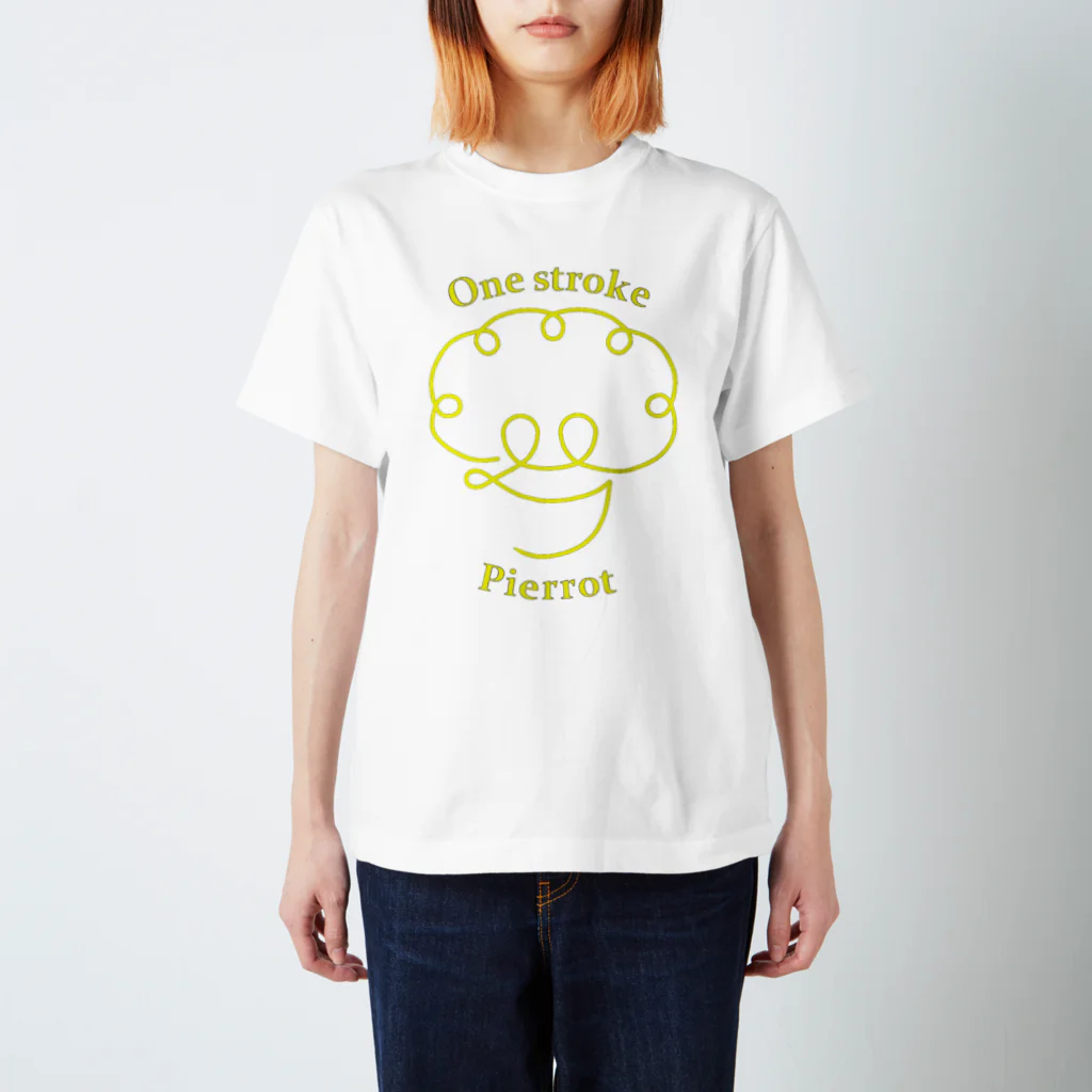 One stroke PierrotのOne stroke Pierrot (黄線) スタンダードTシャツ