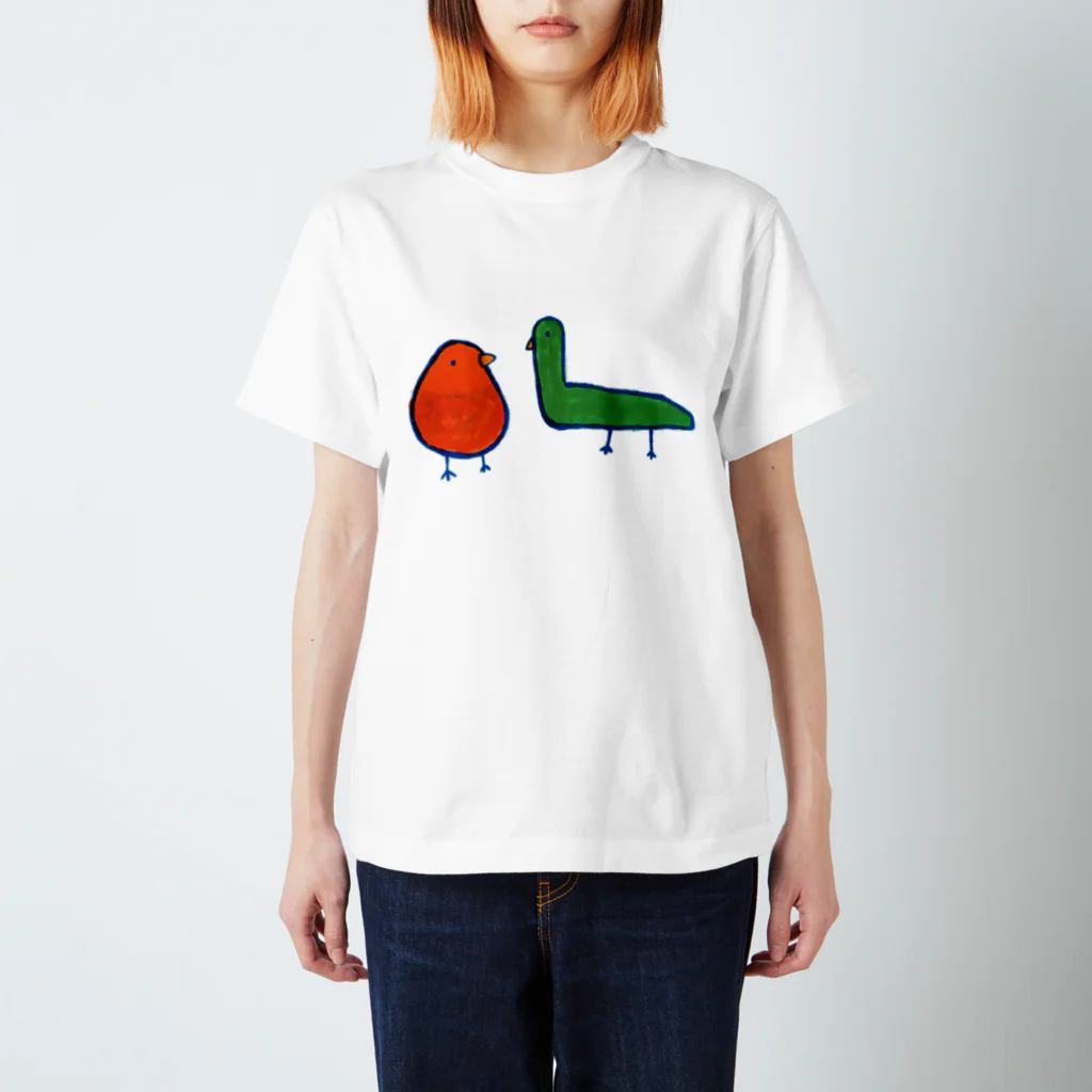 はじまりのきいろのOL（おーえる）鳥 スタンダードTシャツ