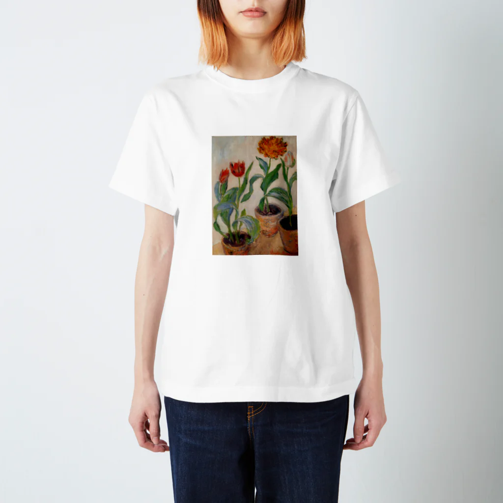 Art Baseのクロード・モネ / 1883 / Three Pots of Tulips / Claude Monet スタンダードTシャツ