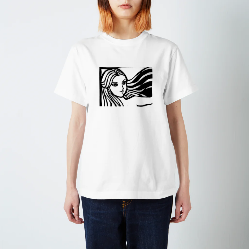 入り江わにアナログ店の女-切り絵-1 Regular Fit T-Shirt