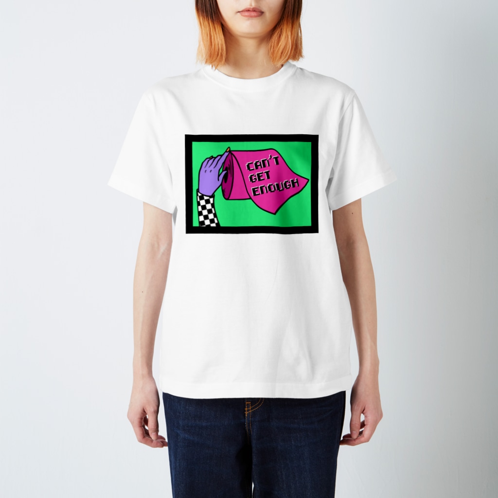 Mieko_KawasakiのCAN'T GET ENOUGH / GREEN トイレットペーパー　 Regular Fit T-Shirt