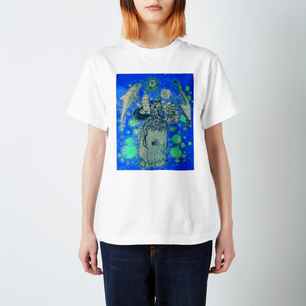 MIZUNO_ICHIの花咲き鯨と動物たち スタンダードTシャツ