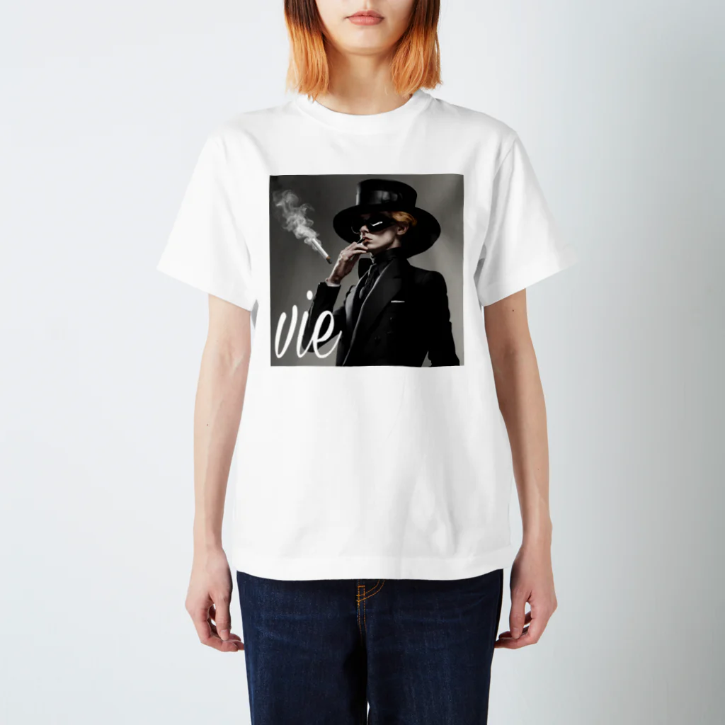 vieのvie BLACK_smoke Regular Fit T-Shirt