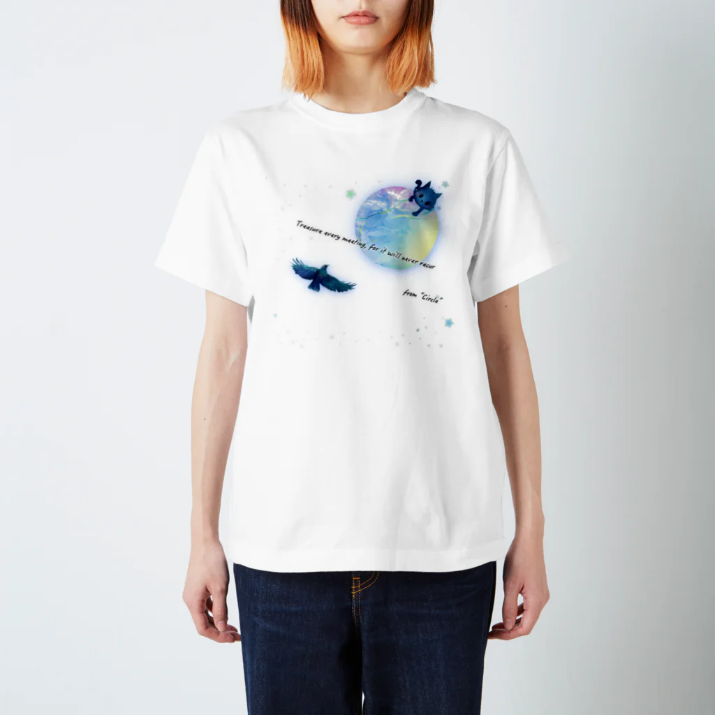 L:crow.shopの夜空と猫とカラス（Tシャツ） Regular Fit T-Shirt