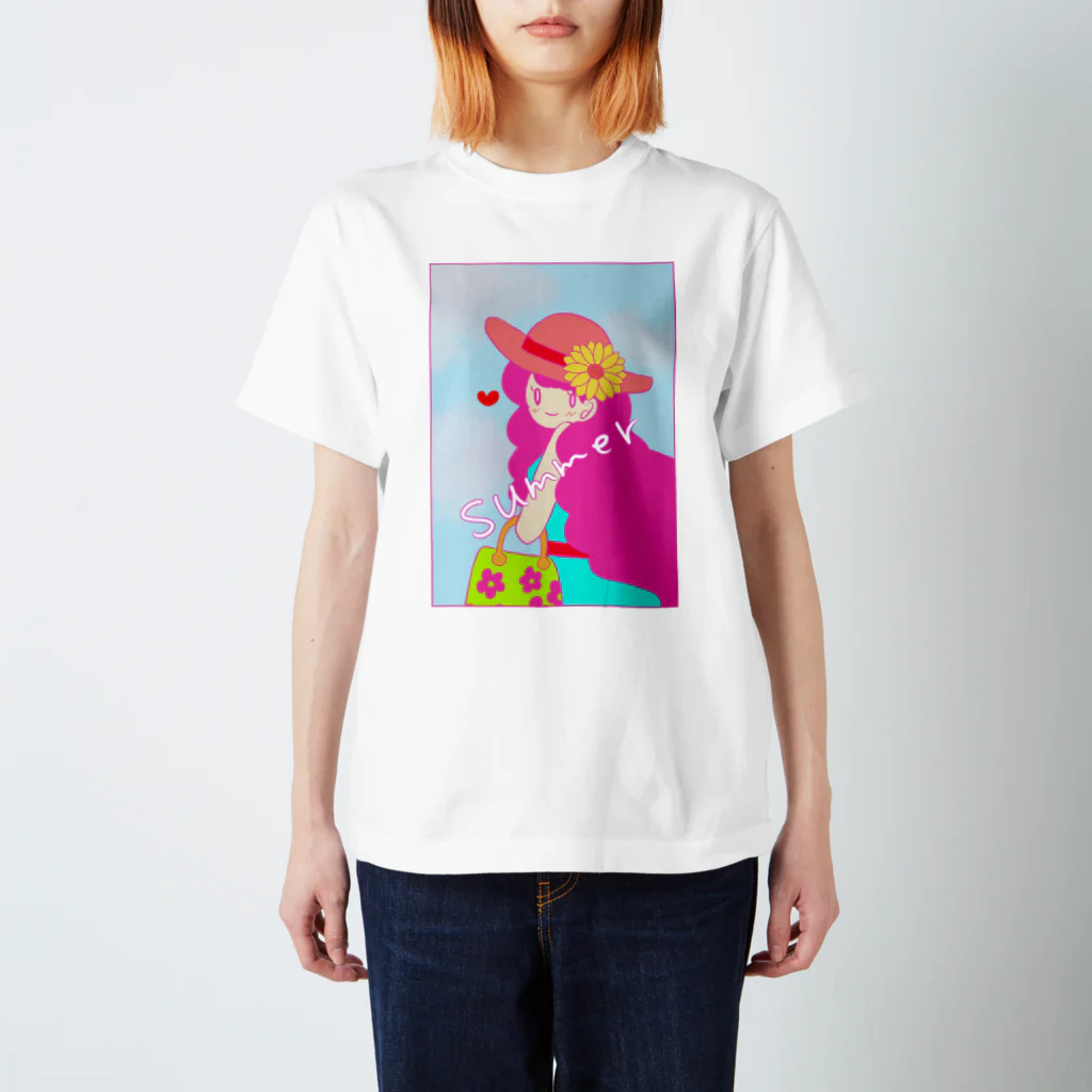 ヒロミンゴフラミンゴの夏の女の子 スタンダードTシャツ