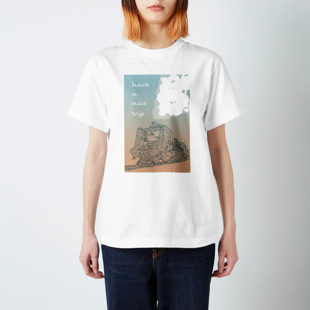 旅々PHOTOの良い旅を！ by 蒸気機関車もくもくver. Regular Fit T-Shirt