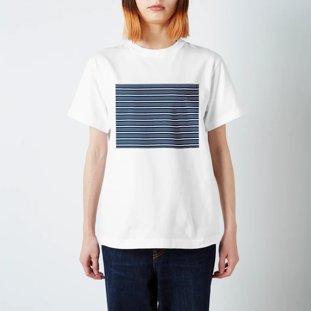 many many stripes.のボーダー青 Regular Fit T-Shirt