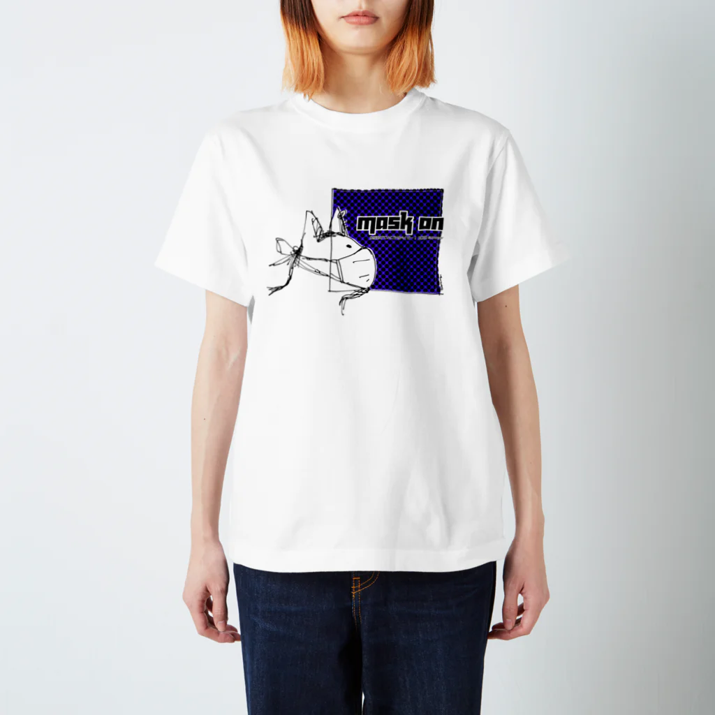 comacofworksのMASK ON＊ブルー スタンダードTシャツ