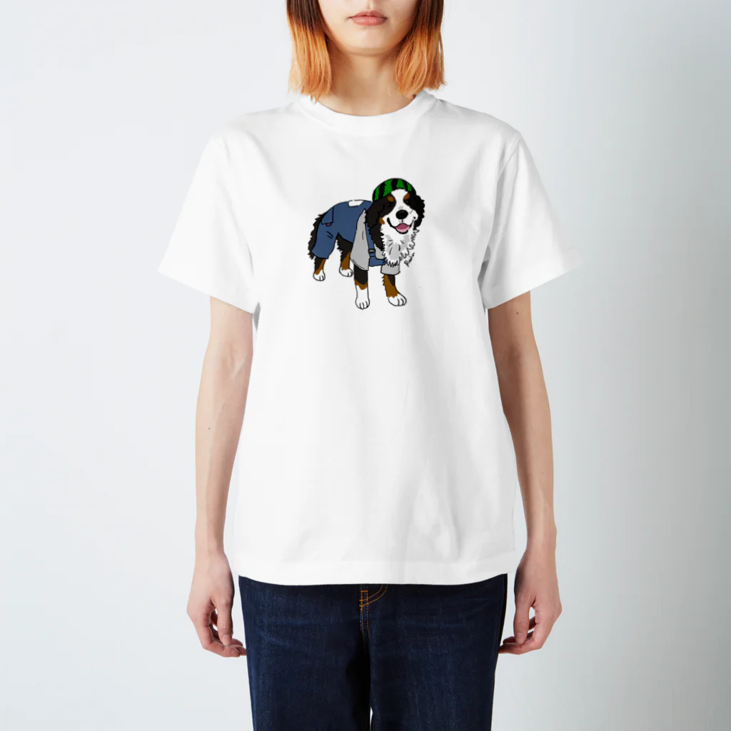 Dog Drawer Drawn by Dogのスイカはじめました Regular Fit T-Shirt