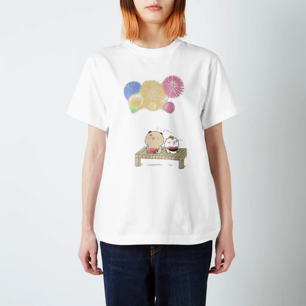 はむ汰の落書き Official Storeのゆずひこ&ぷぅ王子　花火(片面印刷) Regular Fit T-Shirt