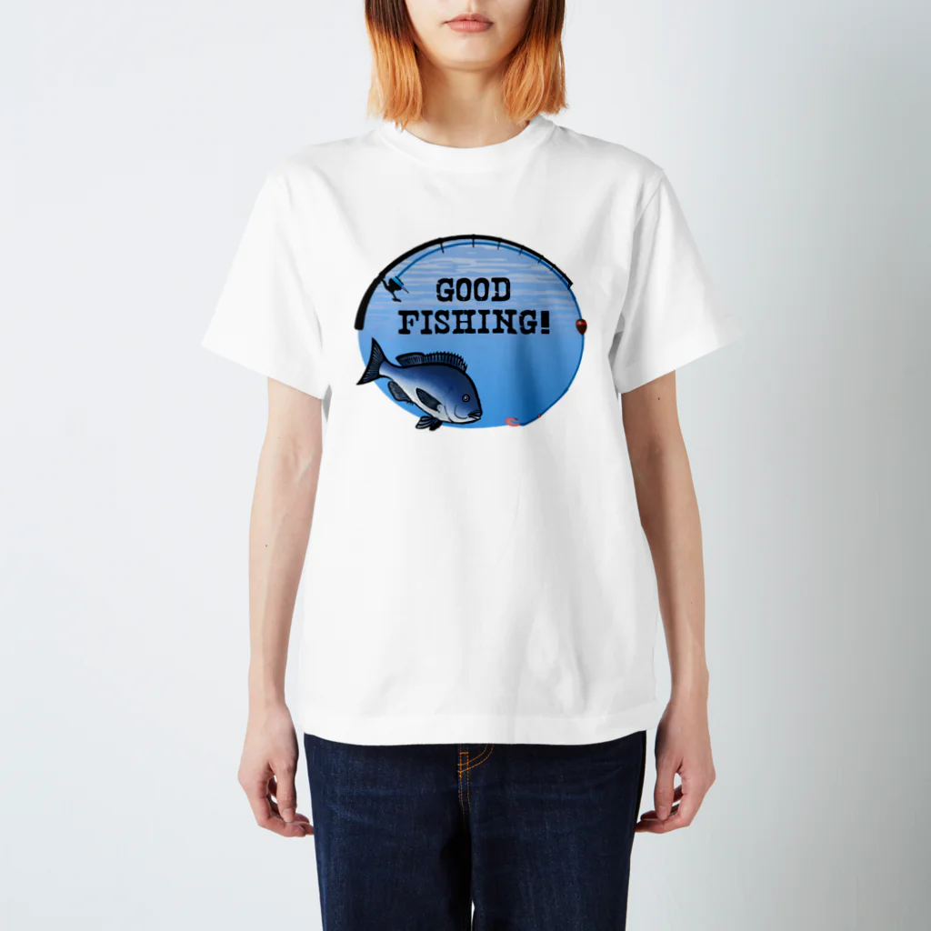 猫と釣り人のグレ_1_C スタンダードTシャツ