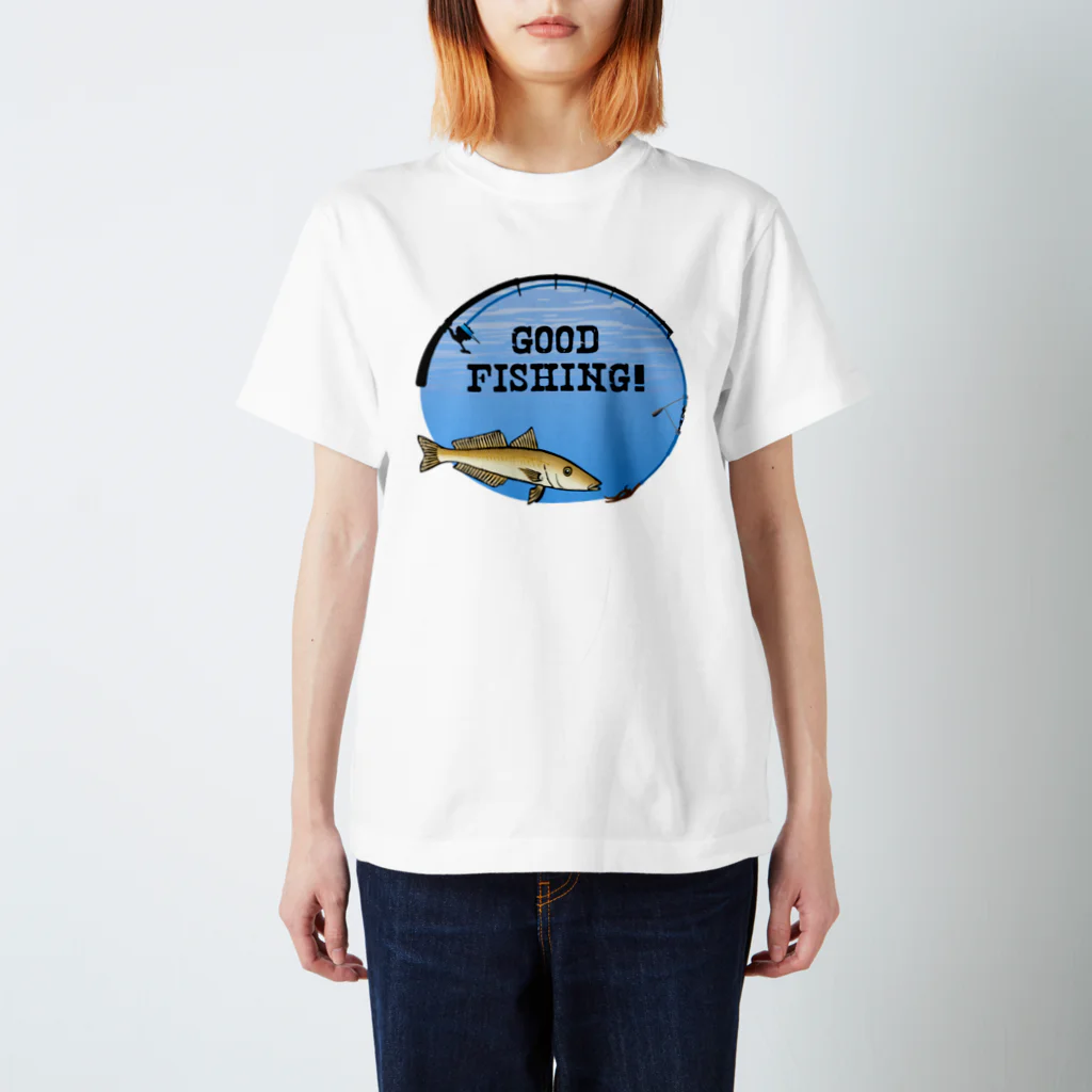 猫と釣り人のシロギス_1_C Regular Fit T-Shirt