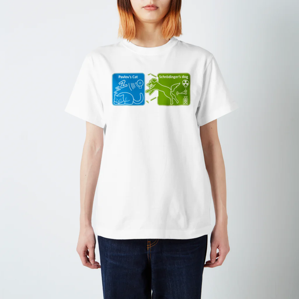 ACTIVE-HOMINGのパブロフの猫とシュレーディンガーの犬 Regular Fit T-Shirt